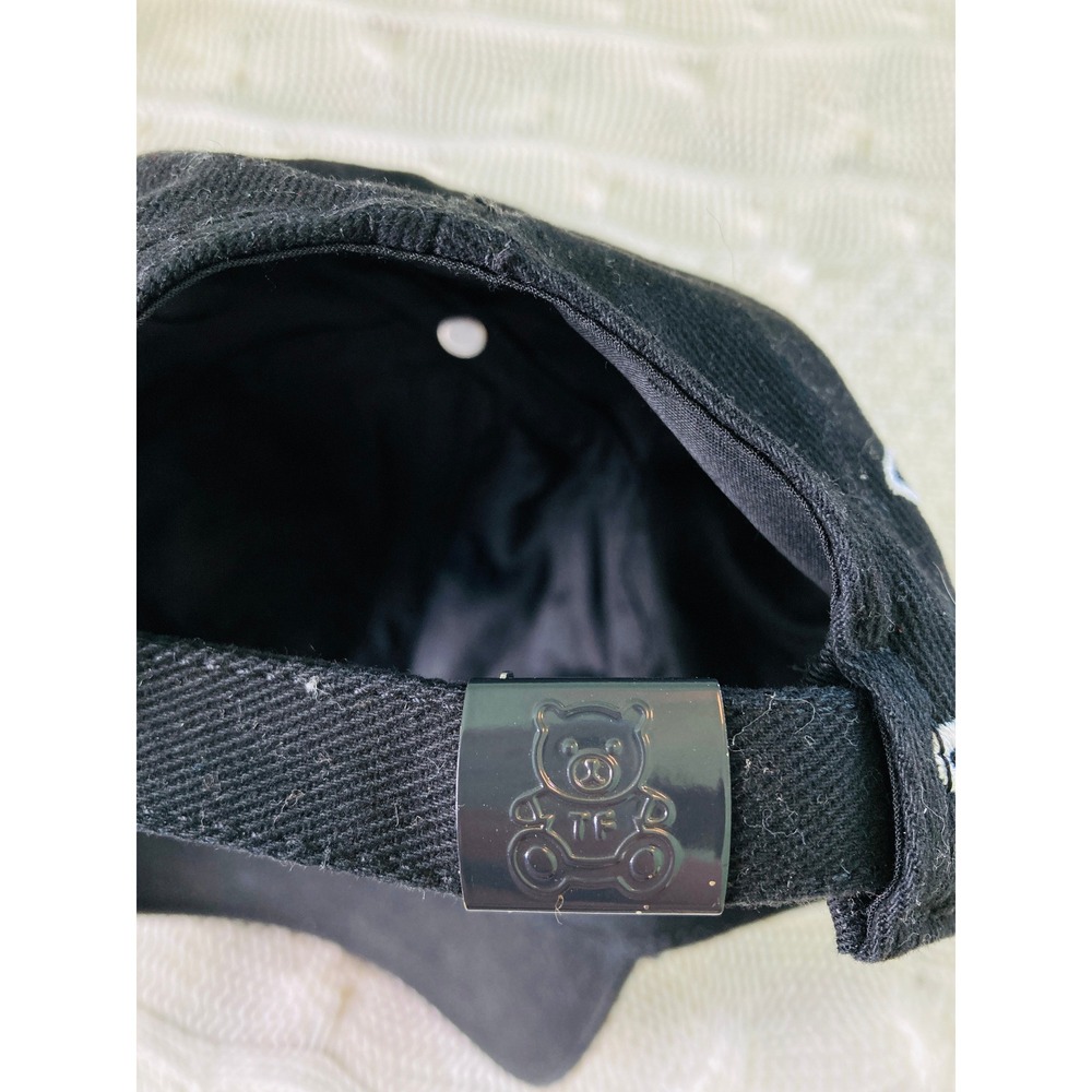 Teddy Fresh Baseball Cap Black White Floral Embroidery Cotton Adjustable - Picture 4 of 9